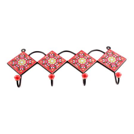 Red Ceramic Floral Tiles Hooks Online